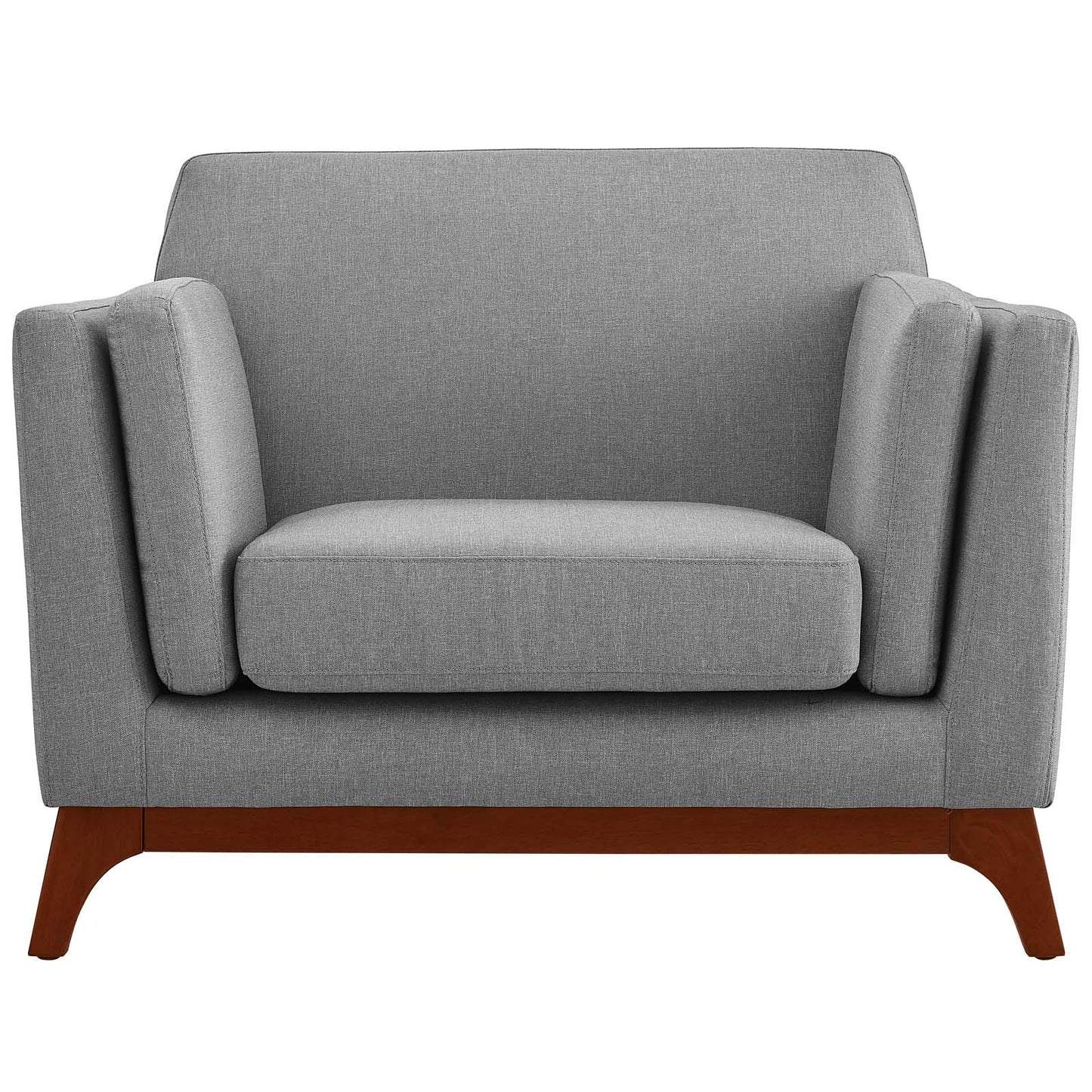 Modway Chance Mid-Century Modern Upholstered Fabric Accent Lounge Arm Chair In Light Gray