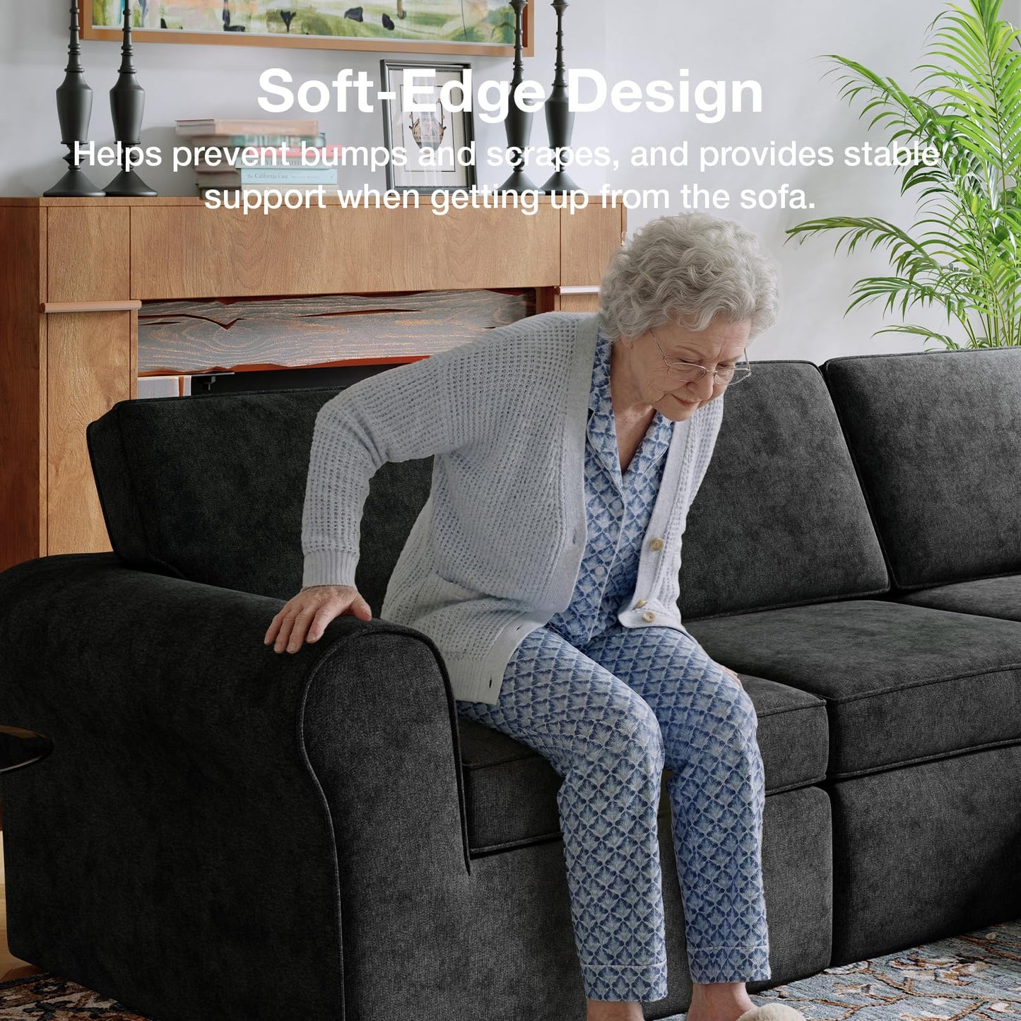 Novilla 108" Modular Sectional Sofa, Modular Sectional Couches for Living Room Bedroom, Chenille Removable Cover Cloud Couch Sectional with Smarts Coil® Support L-Shaped Couch(Dark Grey, Armless Seat)