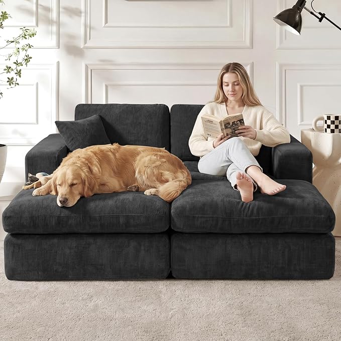 80.7" Oversized Double Chaise Lounge Chair Indoor, Cloud Boneless Sleeper Sofa