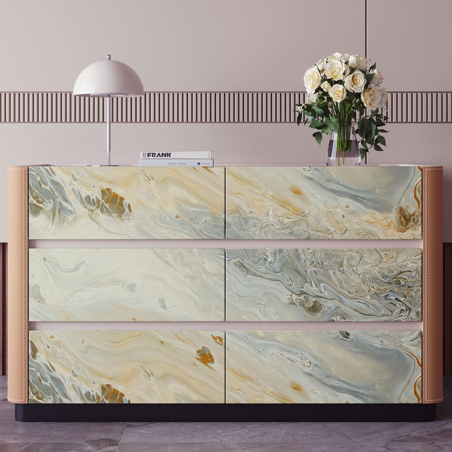 VaryPaper 15.7''x78.7'' Luxury Beige Liquid Marble Contact Paper for Countertops Waterproof Matte Marble Wallpaper Peel and Stick Countertop Vinyl Wrap Removable Granite Wallpaper for Kitchen Bedroom