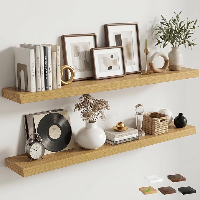 FLYJOE Floating Shelves for Wall, 55 Inch Floating Shelves Set of 2, Kitchen