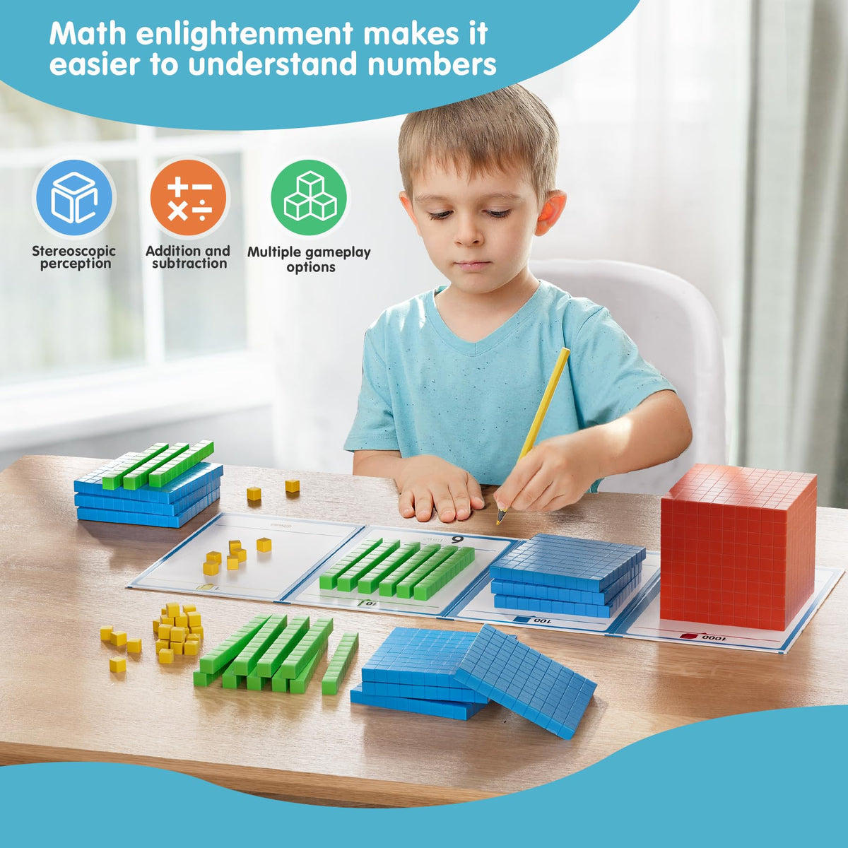 stochastic box Base Ten Blocks Plastic for Math Manipulatives Kindergarten Early Counting MathToy for 1st Grade Homeschool