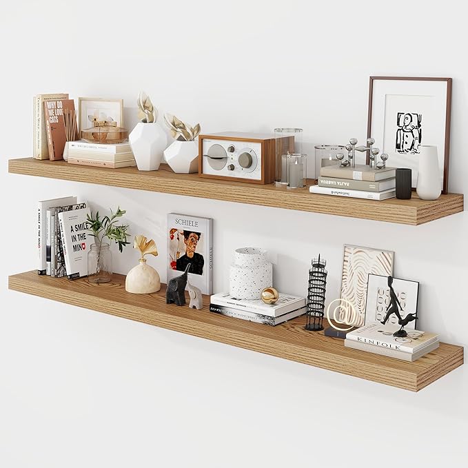 Acovy 55 Inch Floating Shelves, 9.3" Deep Floating Shelf Wall Mounted, Rustic