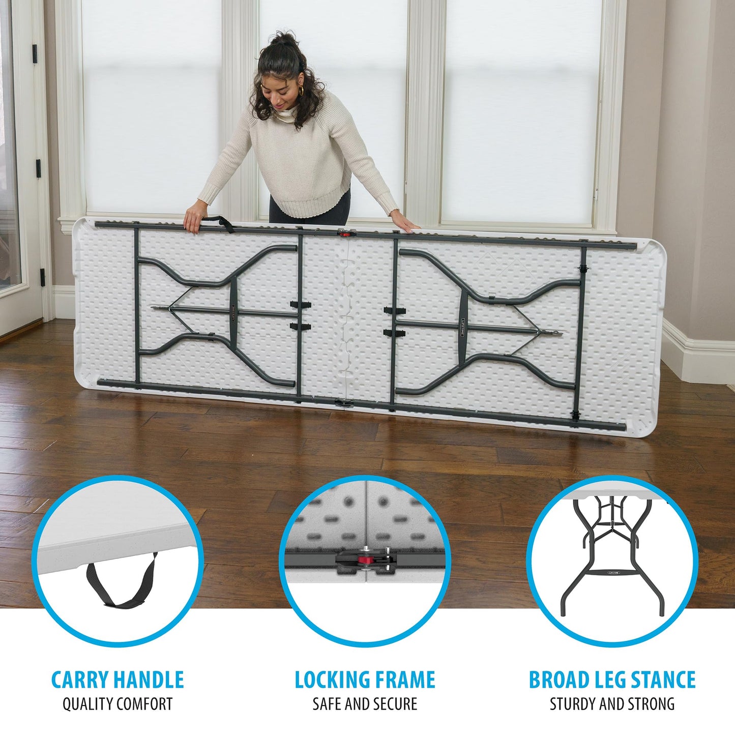 LIFETIME 8-Foot Fold in Half Table, Light Commercial, White Granite