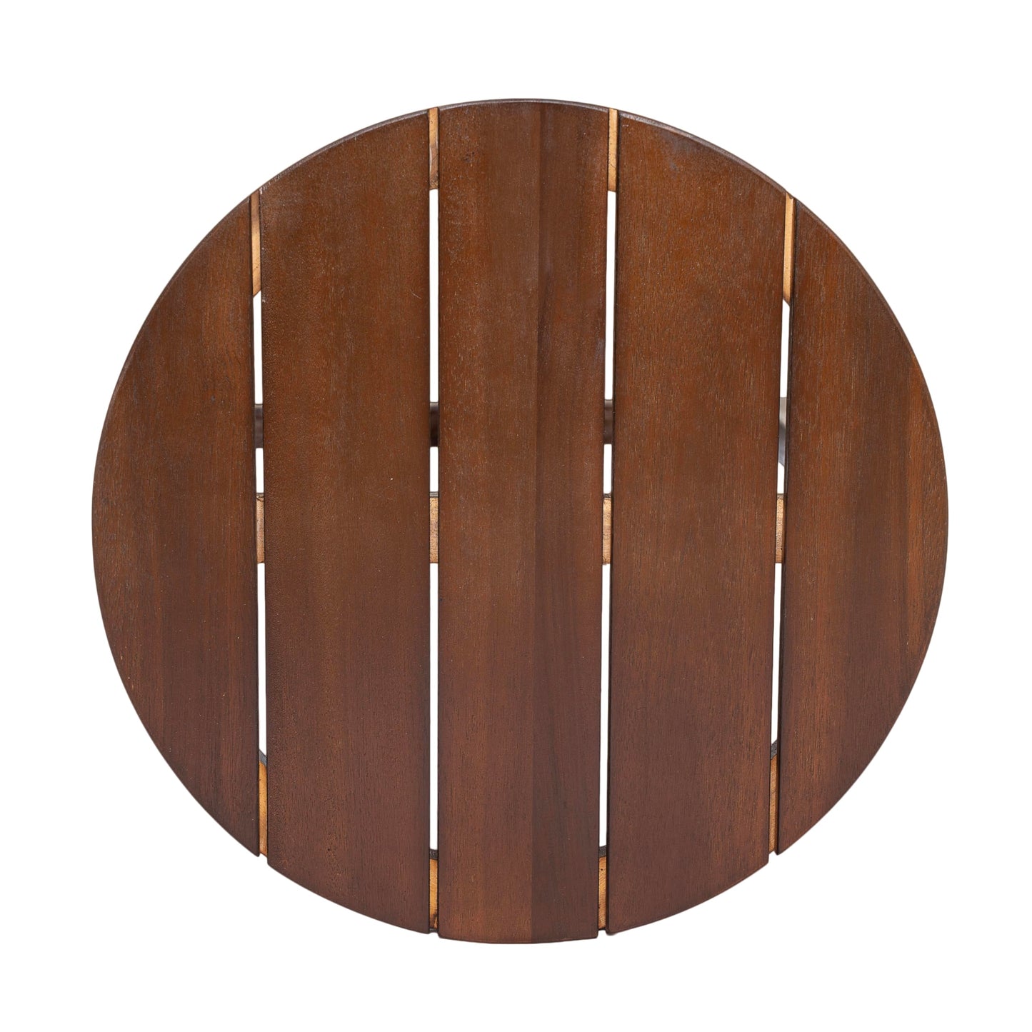 Christopher Knight Home Jara Outdoor Round Side Table, Slat Panel Small Coffee Table, Acacia Wood Side Desk for Backyard Balcony Garden, Weather Resistant Patio End Table, Dark Oak