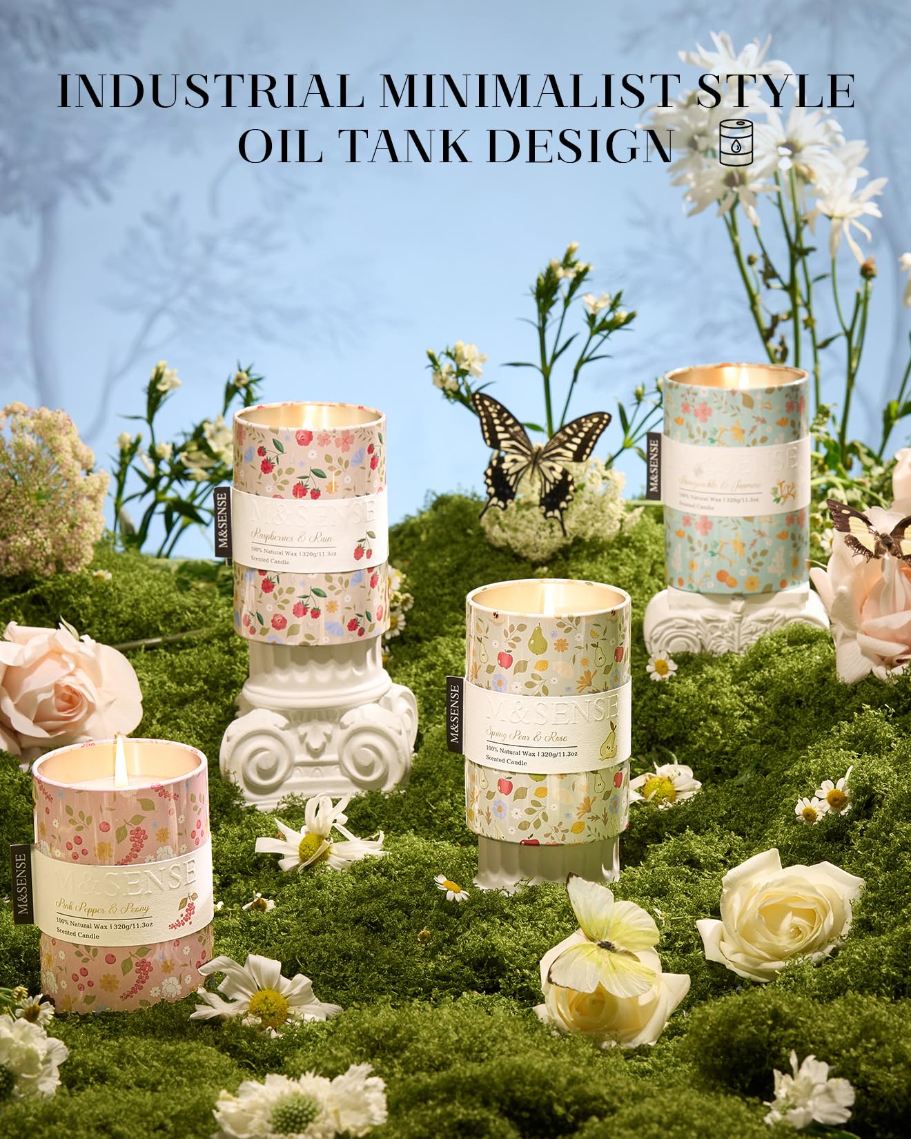 M&SENSE Spring Candle 11.3 oz,Honeysuckle Jasmine Scented Candle, Non-Toxin Soy Wax for Home Scented, Floral Candles for Women, Up to 70 Hours Burning Long-Lasting Fragrance