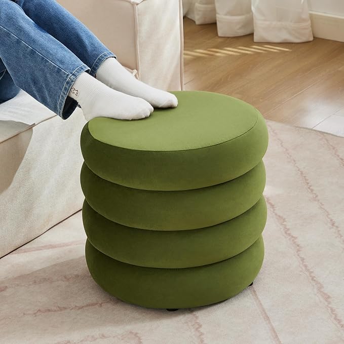 Flouki 19.5" Storage Ottoman Round, Vanity Stools