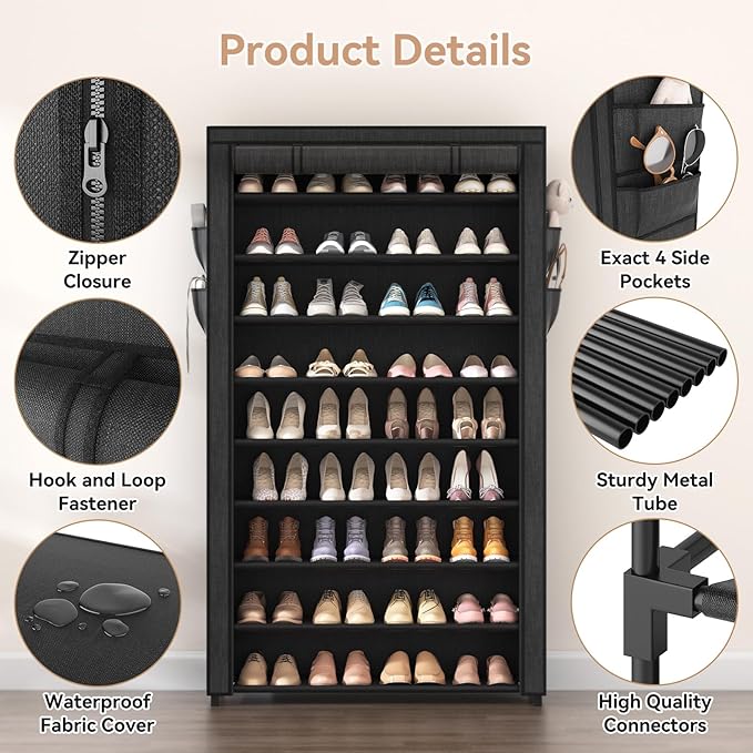 LANTEFUL Shoe Rack with Covers