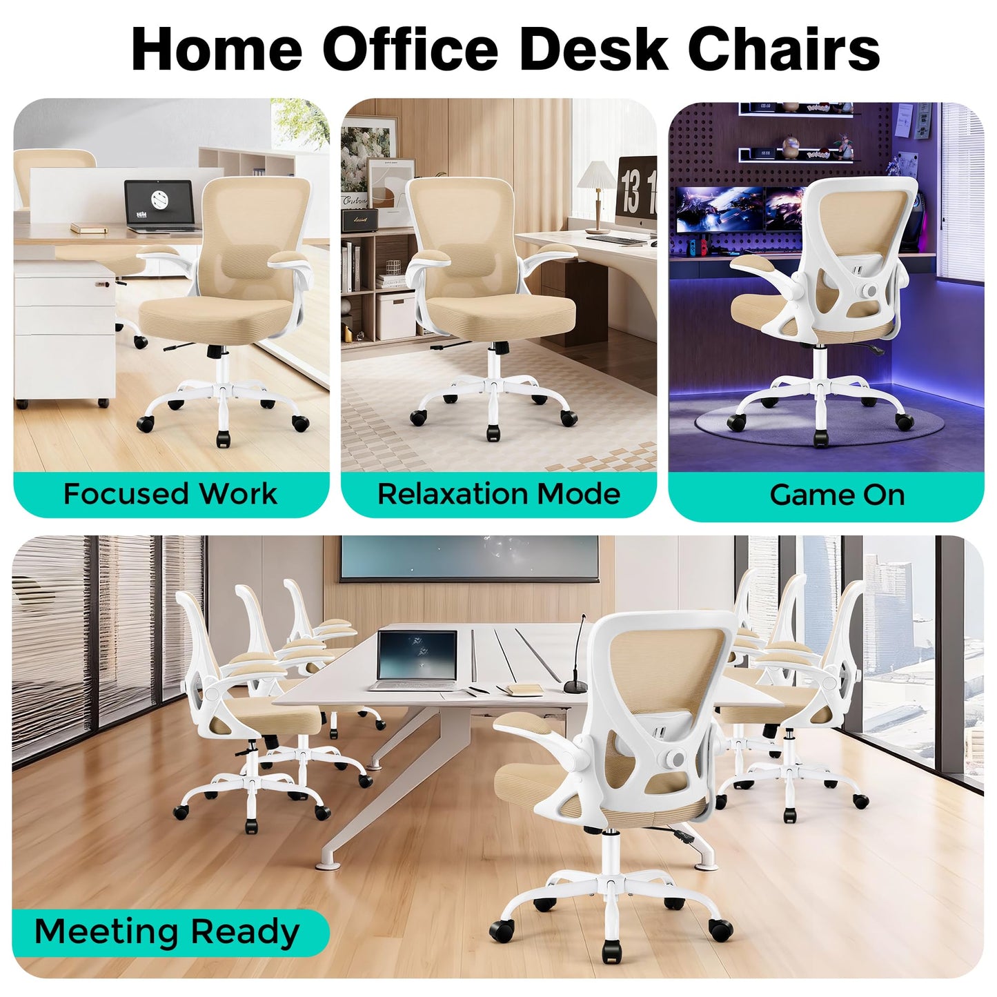 AreShark Office Chair - Ergonomic Breathable Mesh Desk Chair with Adjustable Lumbar Support and Flip-up Armrests - Executive High Back Rolling Swivel Comfortable Computer Gaming Chair for Home Office