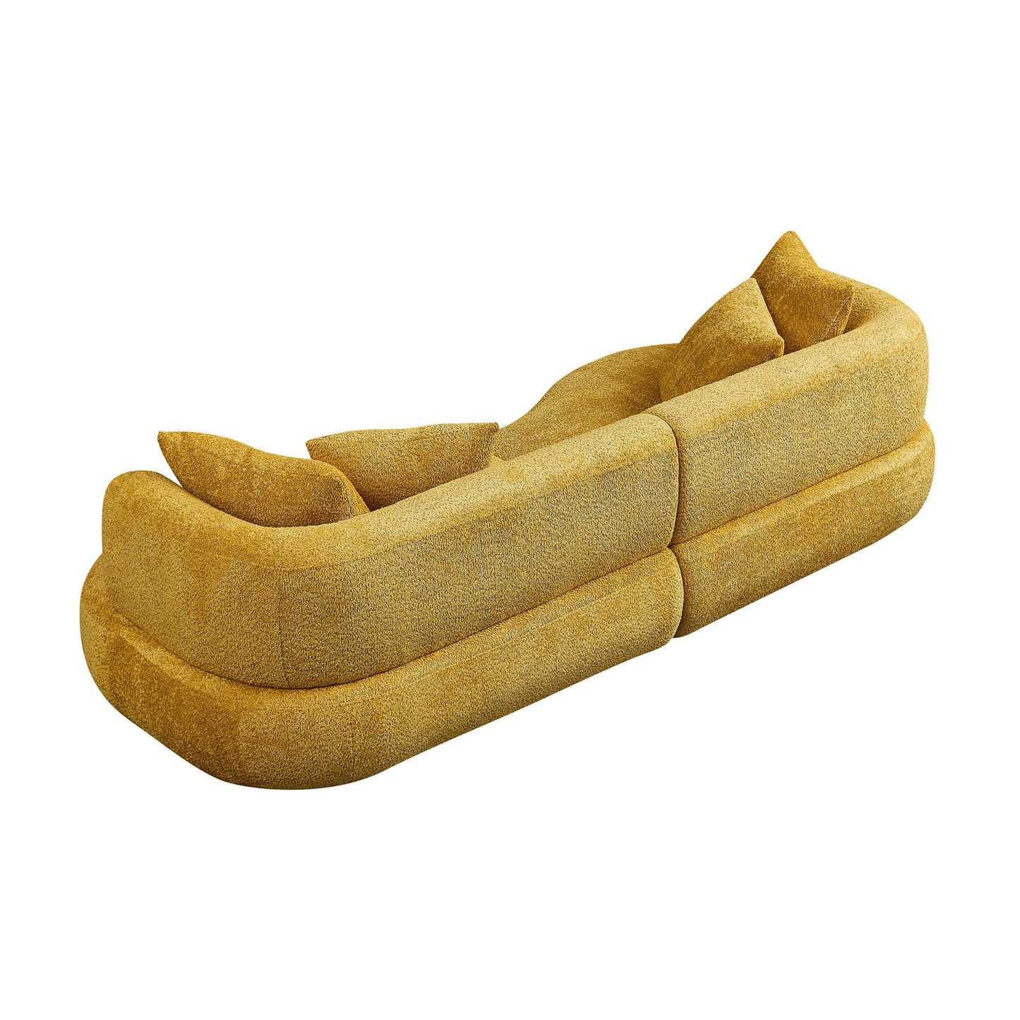 BBTJOINT Modern Curved Bubble Sofa, Mustard Yellow loveseat Sectional,Upholstered Couch, Contemporary Design,Minimalist 102 '' Chaise for Living Room, Boucle Fabric Deep Seat