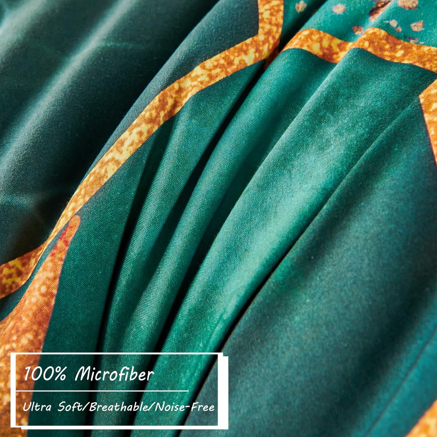 ZRNBAST Hexagon Emerald Green Comforter Set Queen Honeycomb Geometric Bedding Set 7 Piece Bed in A Bag with Gold Trim Print Pattern All Season Marble Bed Set with Sheets (Emerald Green, Queen)
