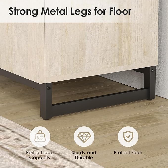 WAMPAT Modern TV Stand for 50-75 Inch TVs, Wood Entertainment Center