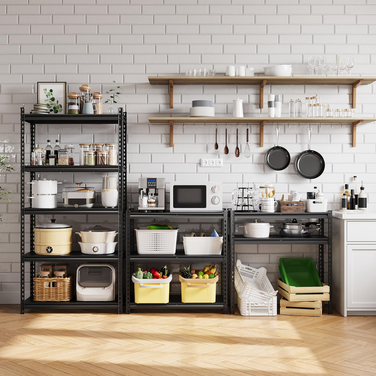 IDEALHOUSE 5-Tier Metal Shelving Unit with 3850 Lbs Capacity – 72" H x 36" W x 16" D Adjustable Steel Storage Rack for Garage, Warehouse, Pantry, Kitchen & Home Organization, Black