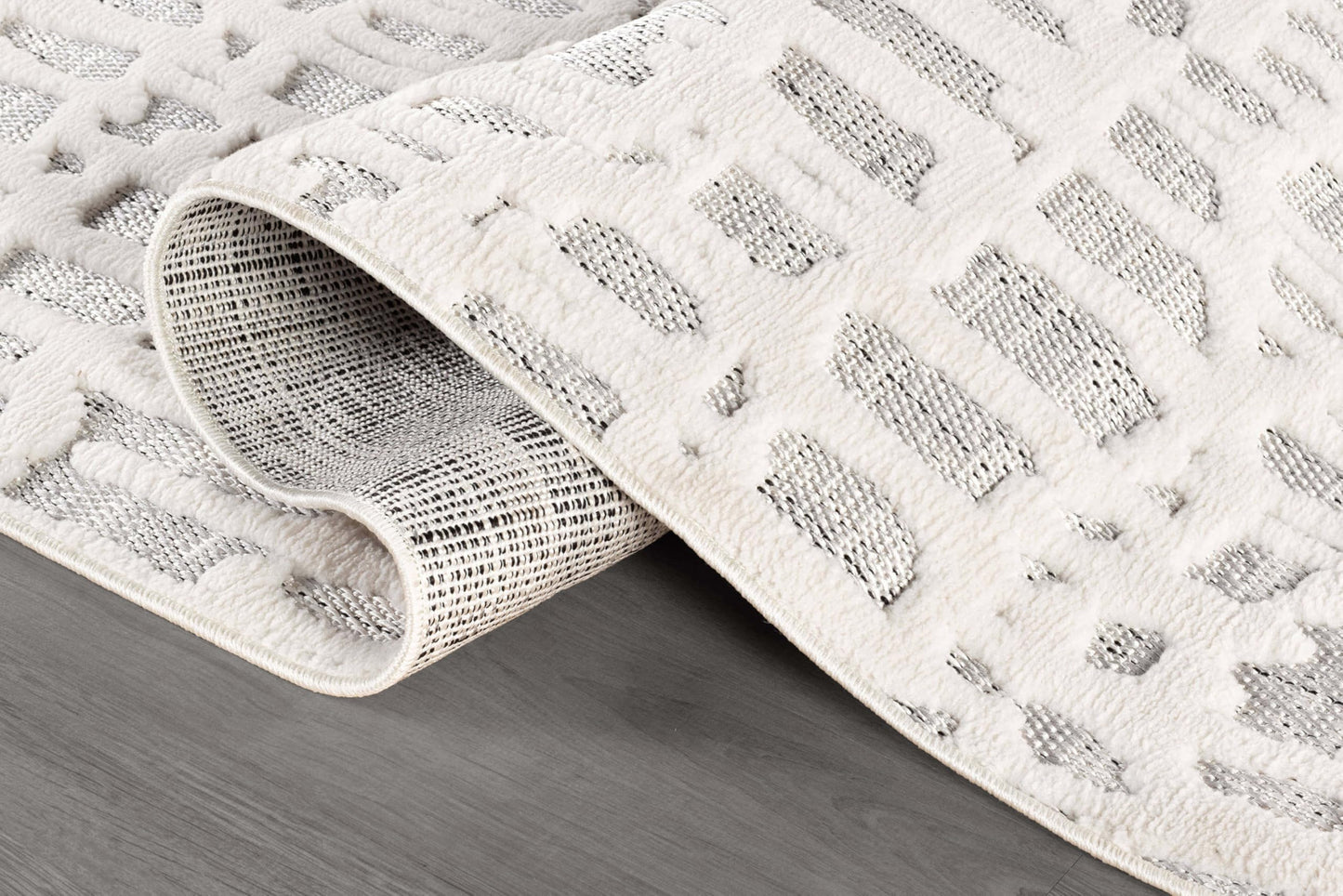 Beverly Rug Micro Loop Area Rug Gray/White 8x10 Abstract Modern Luxury Irregular Grid Durable Soft Indoor Rugs for Living Dining Room Office Stain Resistant Non Shedding Casual Indoor Carpet 8 x 10