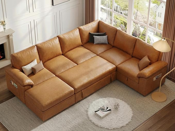 108 Inch Faux Leather Modular Sectional Sofa