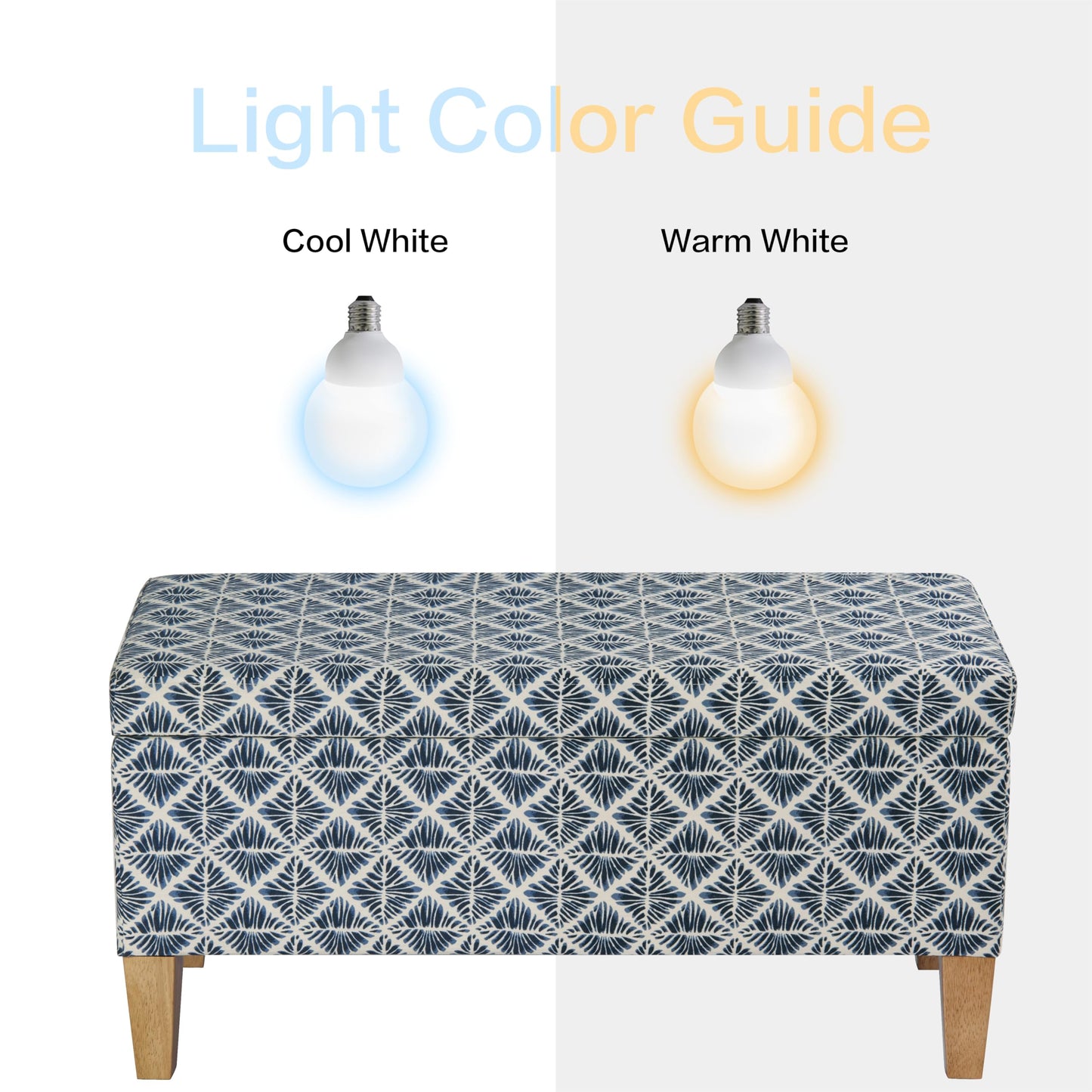 HomePop 36" Decorative Storage Bench - Blue Geometric Pattern