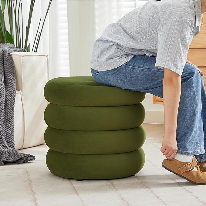 Flouki 19.5" Storage Ottoman Round, Vanity Stools