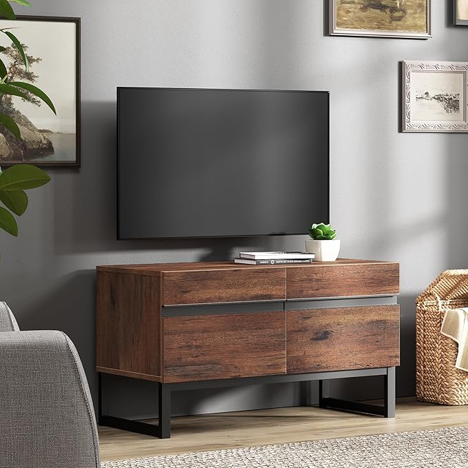 WAMPAT Modern TV Stand for 26-40 Inch TVs, Wood Entertainment Center