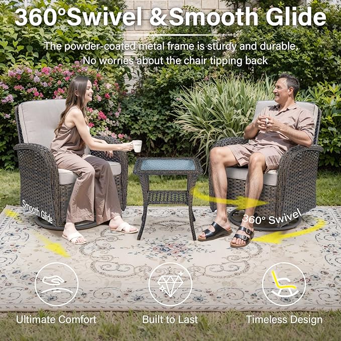 Belord Patio Wicker Chairs Swivel Rocker