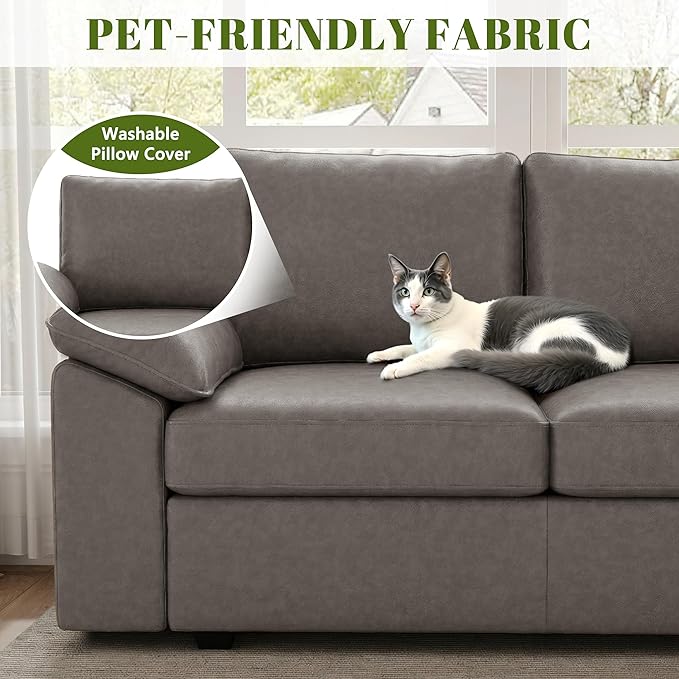 108 Inch Faux Leather Modular Sectional Sofa