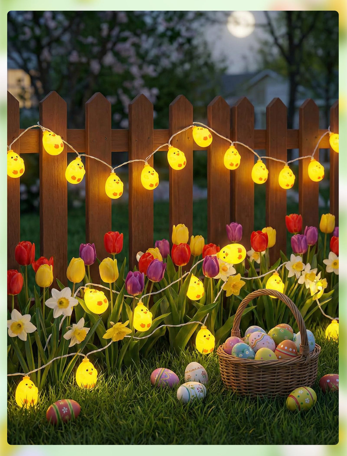 GOOTHY Easter Chicken String Lights Plug in, Indoor Outdoor Easter Decorations Lights with 10 LED Yellow Chicken Light, Hanging Spring Chick Lights for Party Garden Birthday Wedding Home Decor