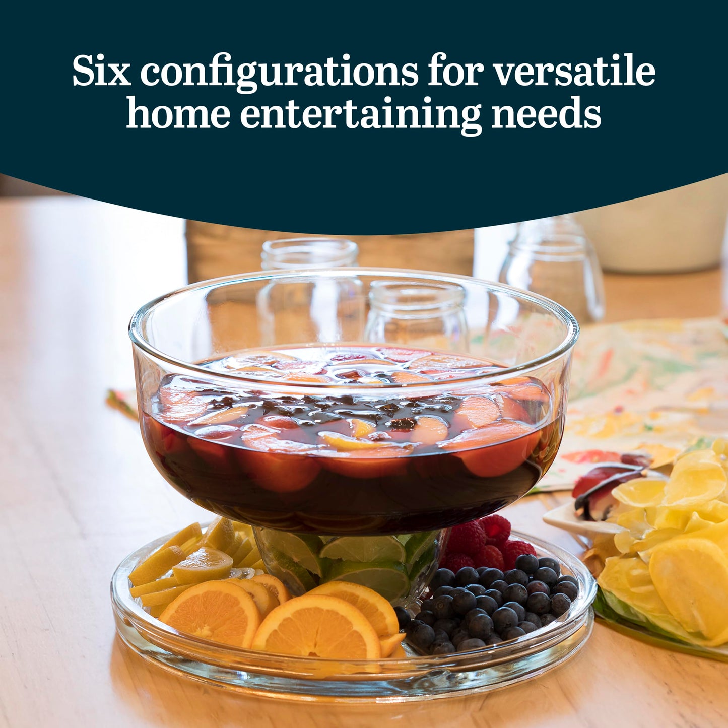 Libbey Selene 6-in-1 Domed Cake Stand, Unique Space Saving Glass Cake Stand with Dome, Multi-Purpose Dip Bowl To Serve Snacks and More