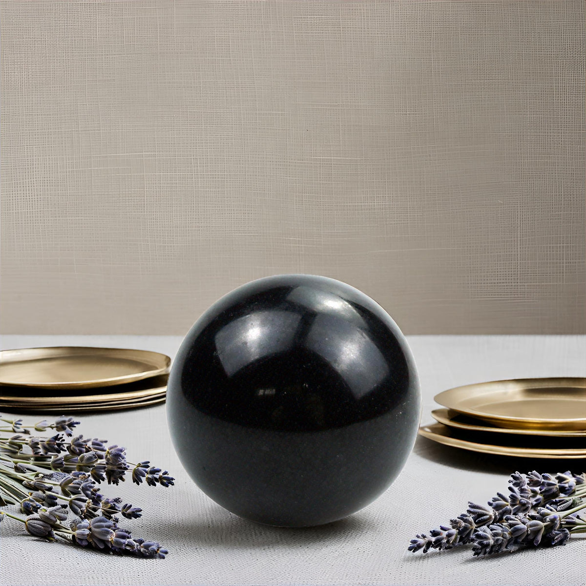 SISAMN Black Tourmaline Crystal Spheres Ball 50-60mm - Healing Crystals Decor for Meditation, Chakra Alignment, Yoga,Gifts Collection - 1.97-2.36 inches