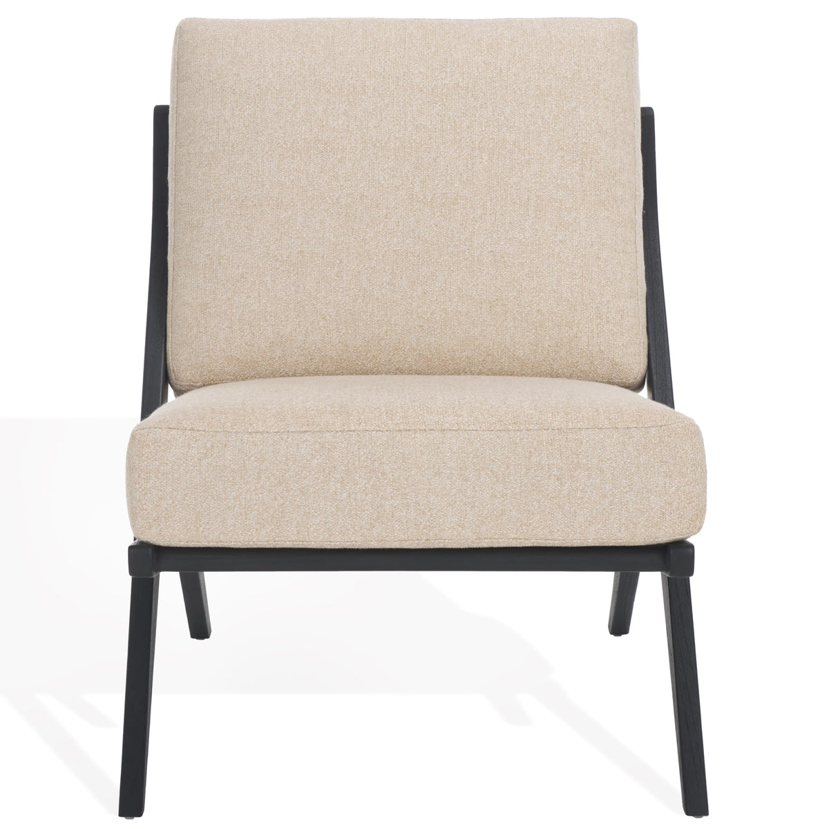 SAFAVIEH Couture Collection Nicki Scandinavian Sand/Black Boucle Solid Wood Accent Chair