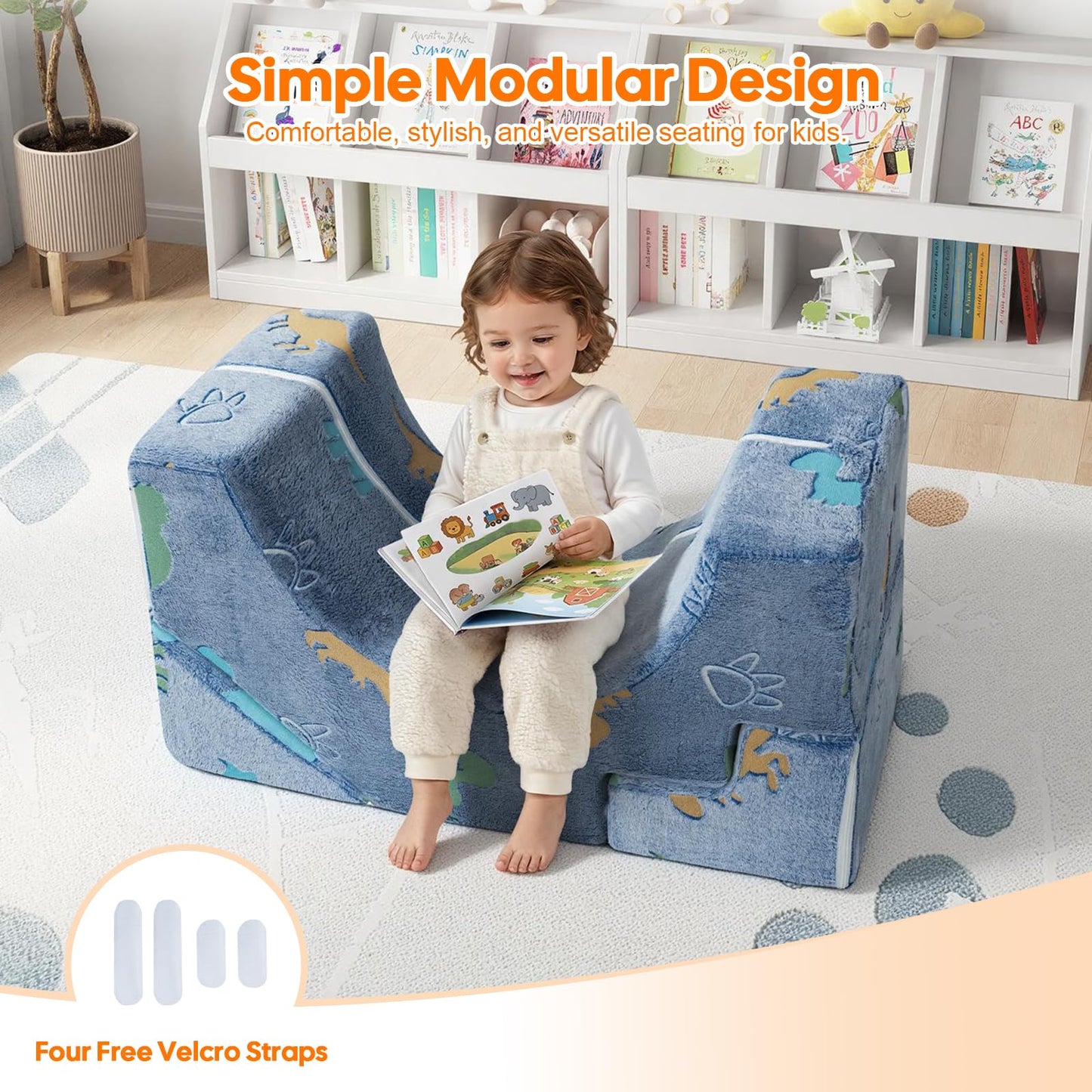 MeMoreCool Foam Climbing Toddler Couch, Modular Kids Sofa with Slide & Stair, Convertible Baby Couch for Playroom, Sectional Furniture for Crawling, Climbing, and Kids’ Play
