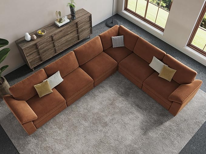 EASE MOOSE Oversized L Shape Sectional Couch, Extra Large Deep seat Brown