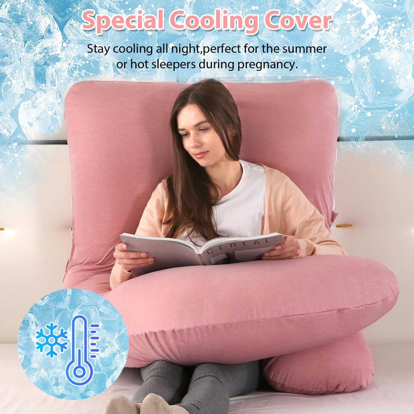 BATTOP Pregnancy Pillow for Sleeping,Maternity Pillow with Cooling Removable Cover,Support for Back,Legs,Belly,Hips for Pregnant Women,Body Pillows for Adults,Pregnancy Must Haves