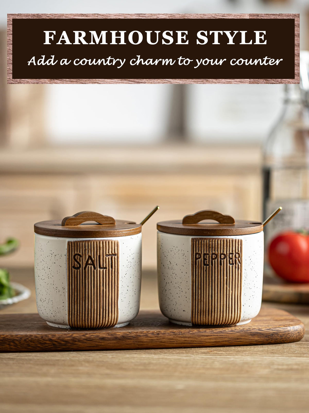 YHOJOY Ceramic Salt and Pepper Bowl, 10 Oz Salt Containers for Countertop