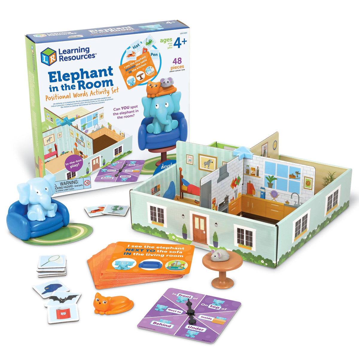 Learning Resources Elephant in the Room Positional Word Activity Set - Toddler Board Games, Language and Critical Thinking Skills, Sentence Building, Language Development, Gifts for Boys and Girls