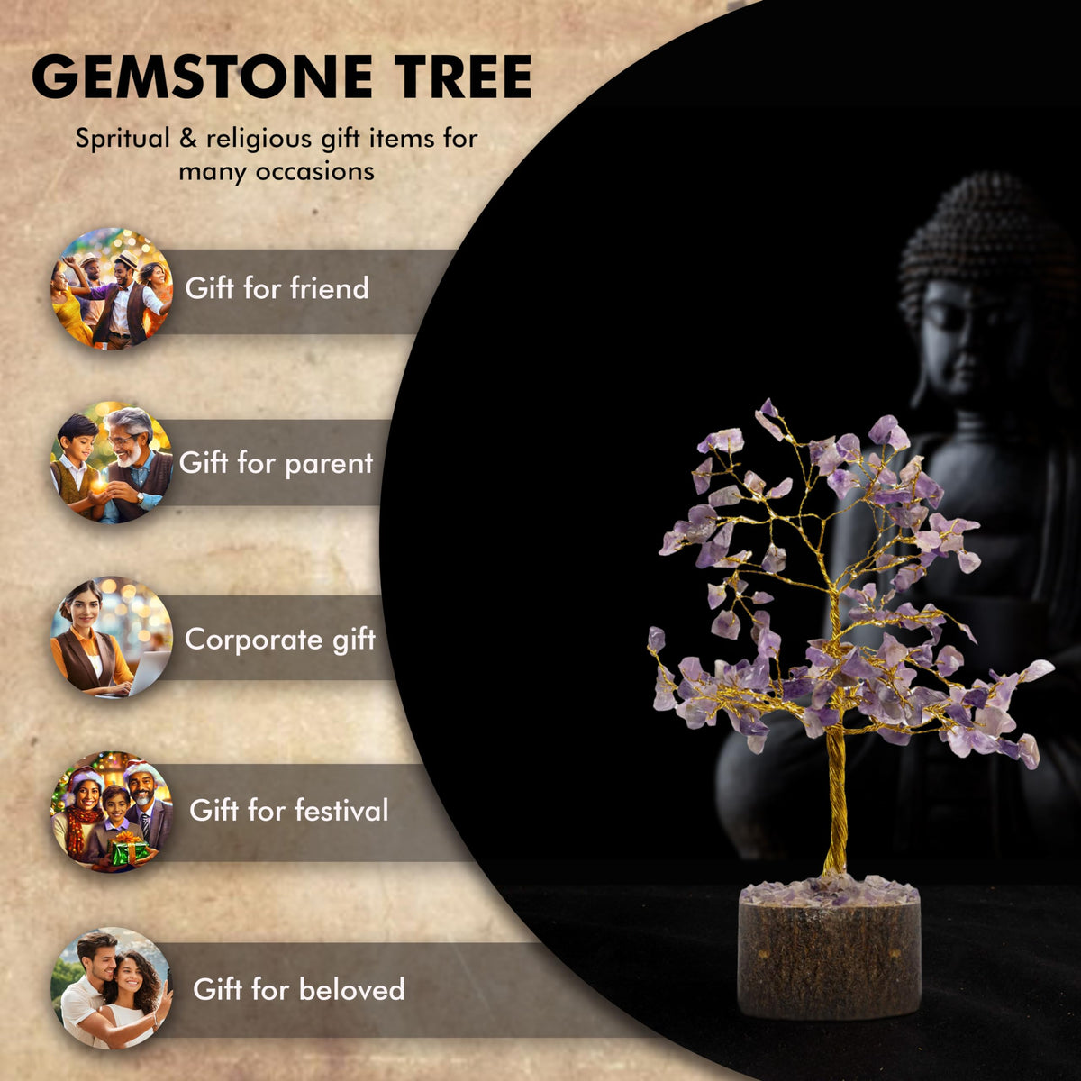 Crystal Tree for Home Decorations Crystals and Healing Stones Witchy Room Crystal Decor Tree Crystal Gifts Gem Tree Christmas Tree Stands for Real Tree (Amethyst Tree)