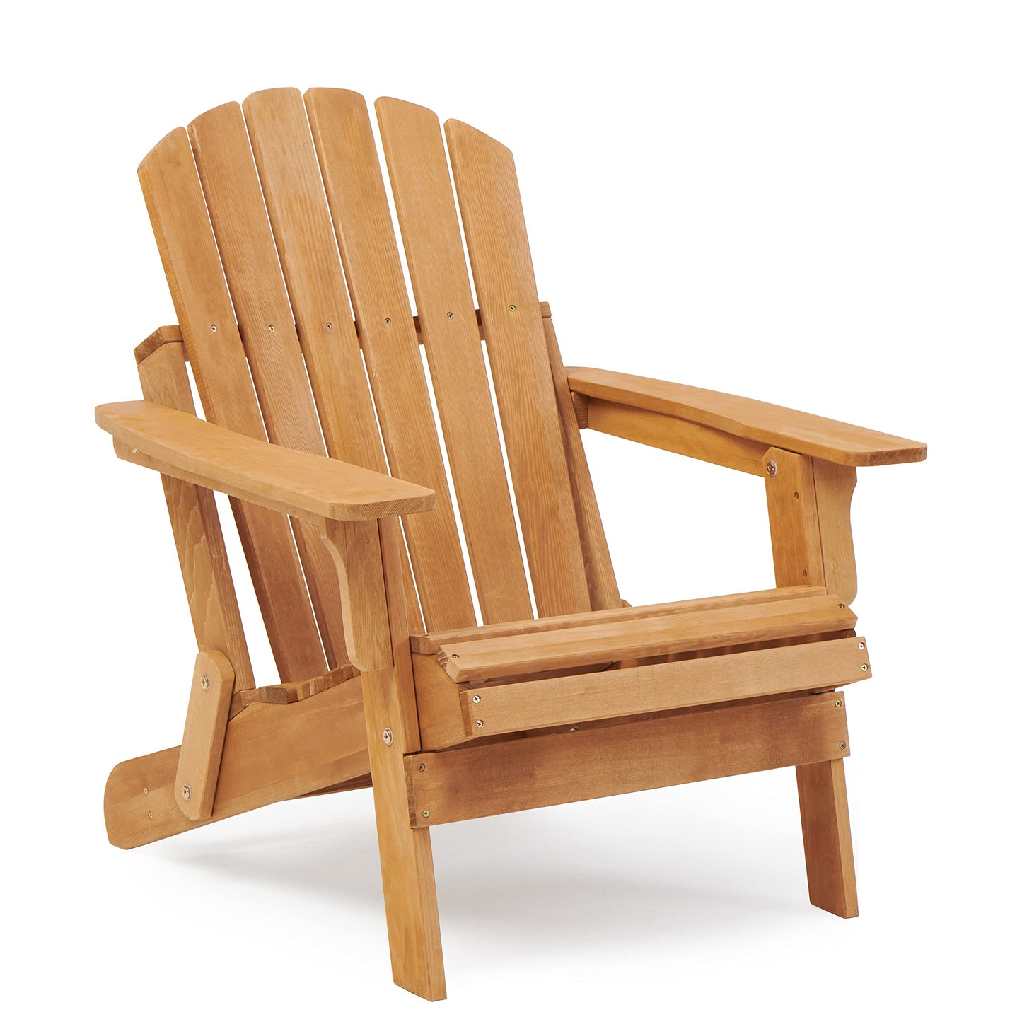 Wood-Natrl Oversized Wooden Folding Adirondack Chair with Pre-Assembled Backrest and Seat Board, Lounge Chair for Outdoor Patio Garden Lawn Backyard Firepit Deck Pool Beach