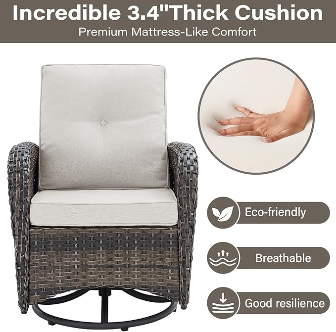 Belord Patio Wicker Chairs Swivel Rocker