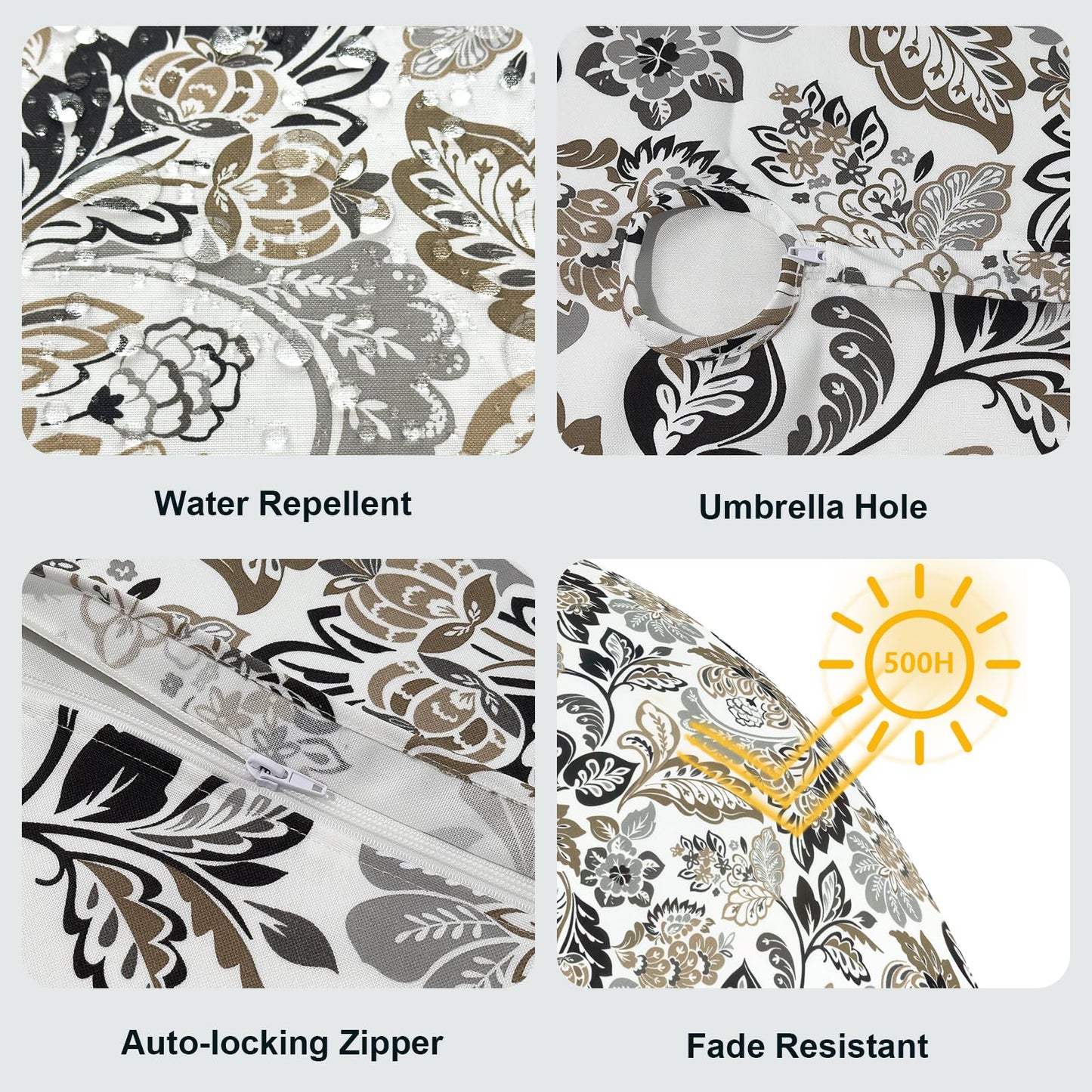 LVTXIII Rectangle Outdoor Tablecloth with Umbrella Hole and Zipper, Water-Repellent 60 x 84 Inch Patio Table Cover for Picnic, Garden, Backyard Dining, Dailey Tan