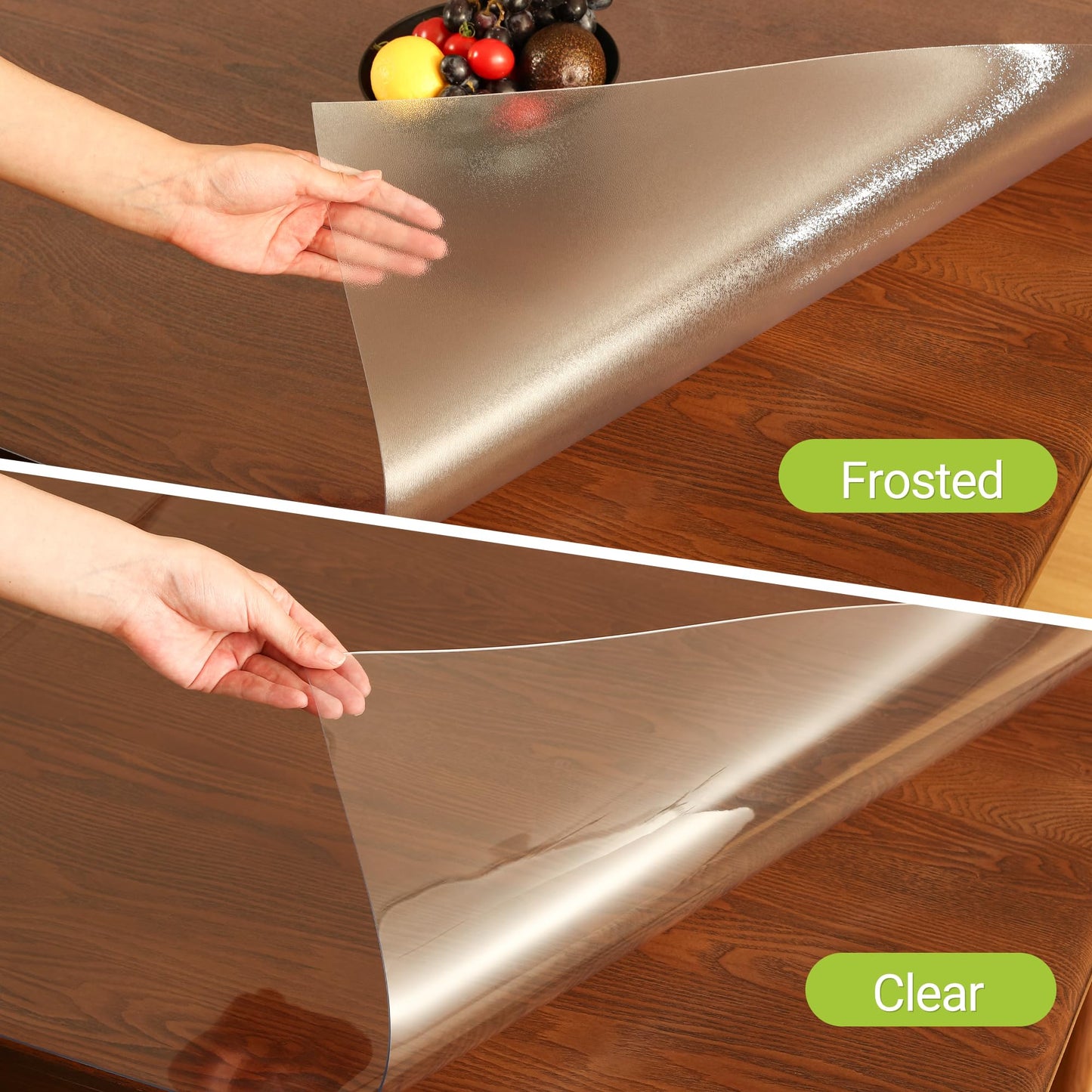 ETECHMART Clear Plastic Table Cover Protector,Thick Waterproof Transparent Table Protector for Dining Table, Non-Slip Heat Resistant Clear Desk Mat for Kitchen Office Rectangle 24 x 60'',2.0mm