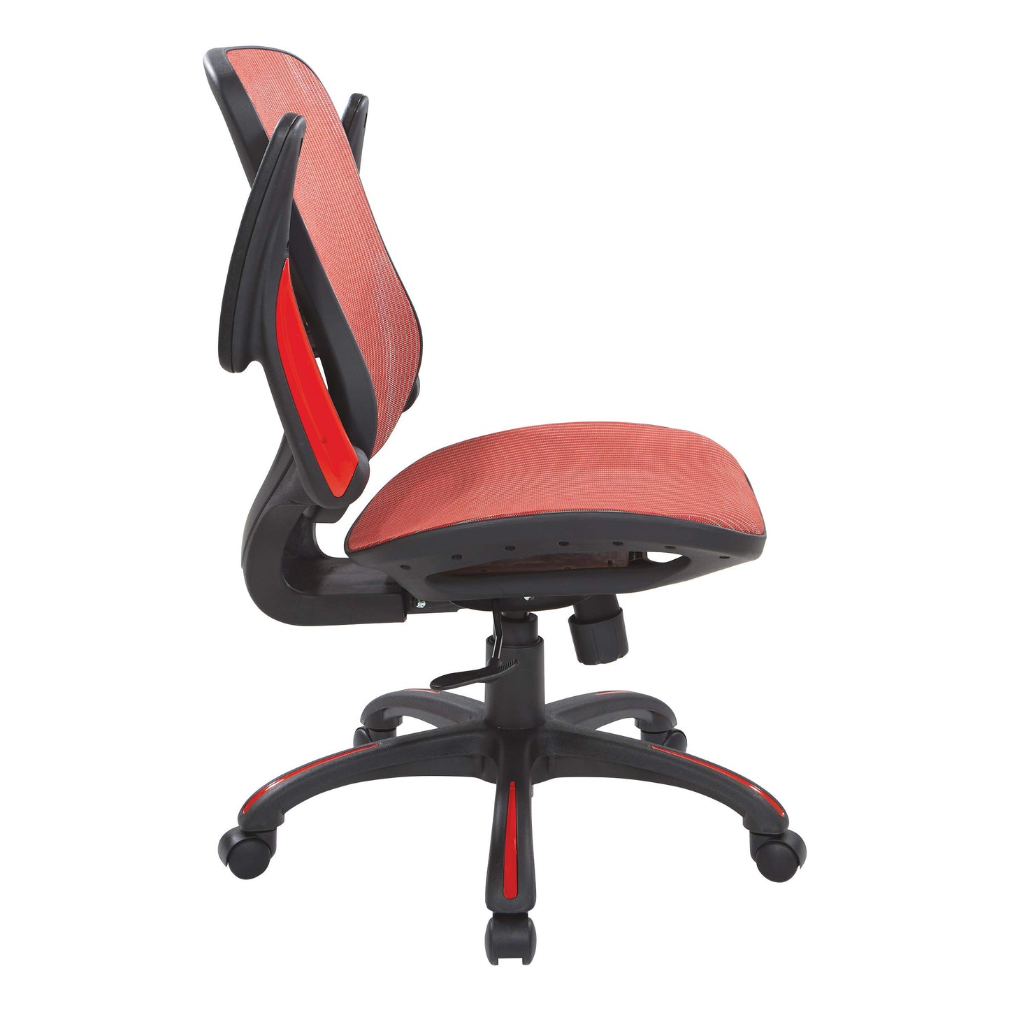 Office Star Riley Ventilated Manager's Office Desk Chair with Breathable Mesh Seat and Back, Black Base with Red