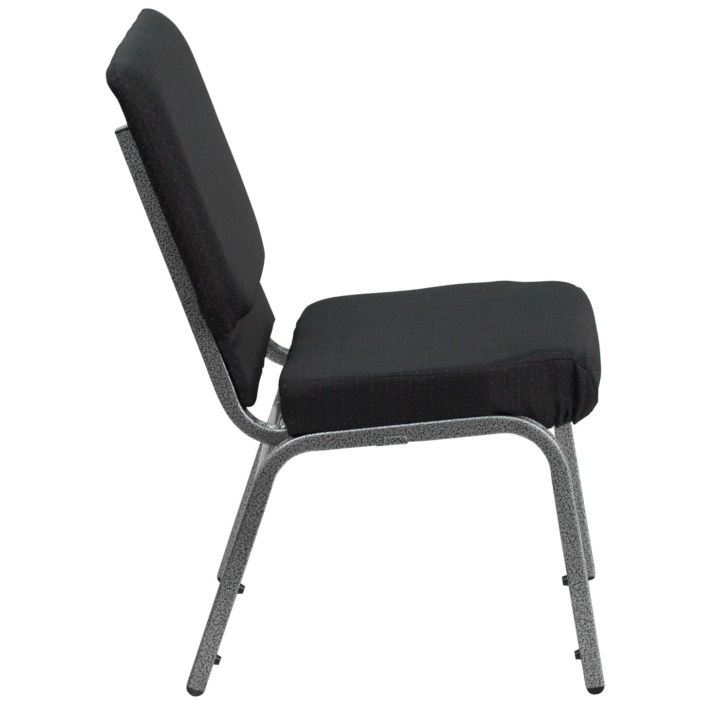 Flash Furniture 4 Pack HERCULES Series 18.5''W Stacking Church Chair in Black Patterned Fabric - Silver Vein Frame
