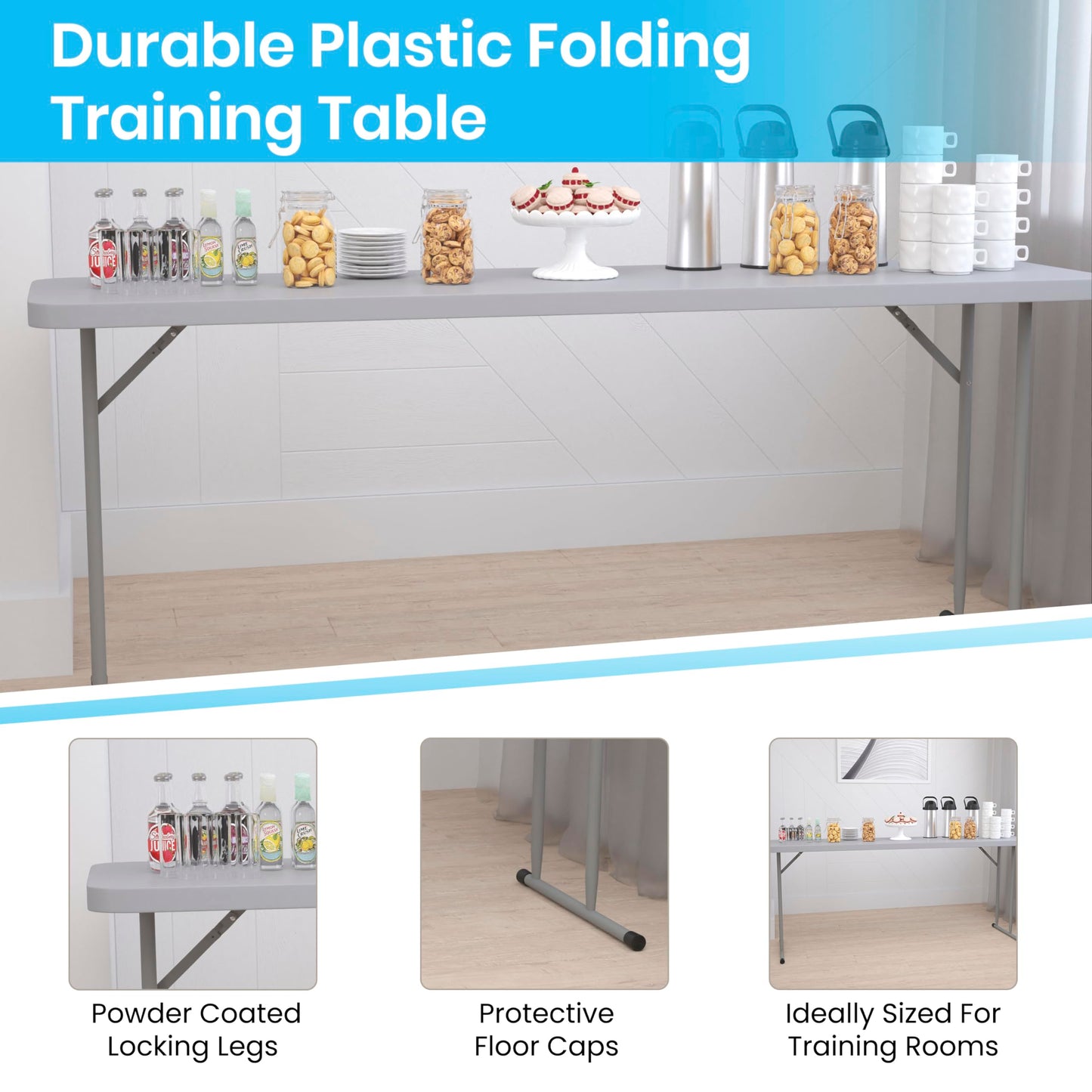 Flash Furniture Kathryn Commercial Grade 6-Foot Gray Plastic Folding Training Table