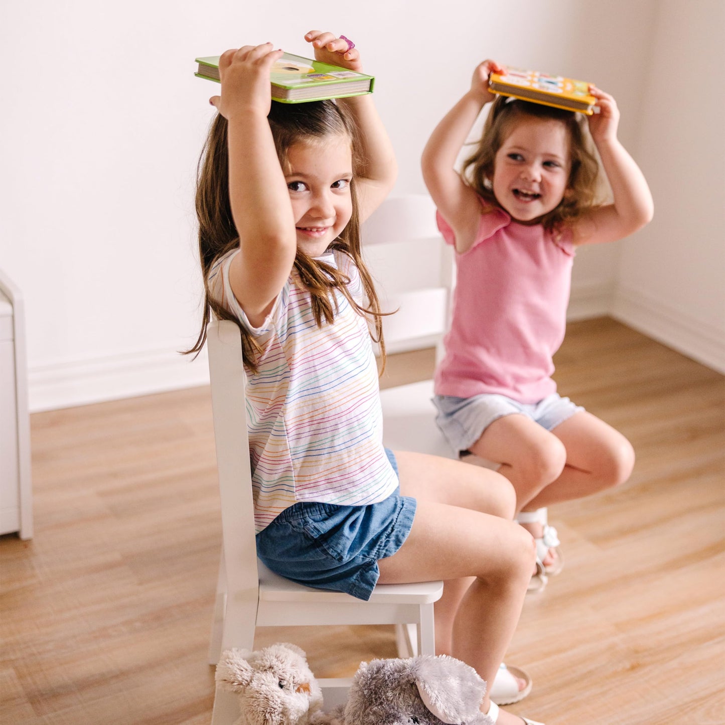 Melissa & Doug Wooden Chairs, Set of 2 - White Furniture for Playroom