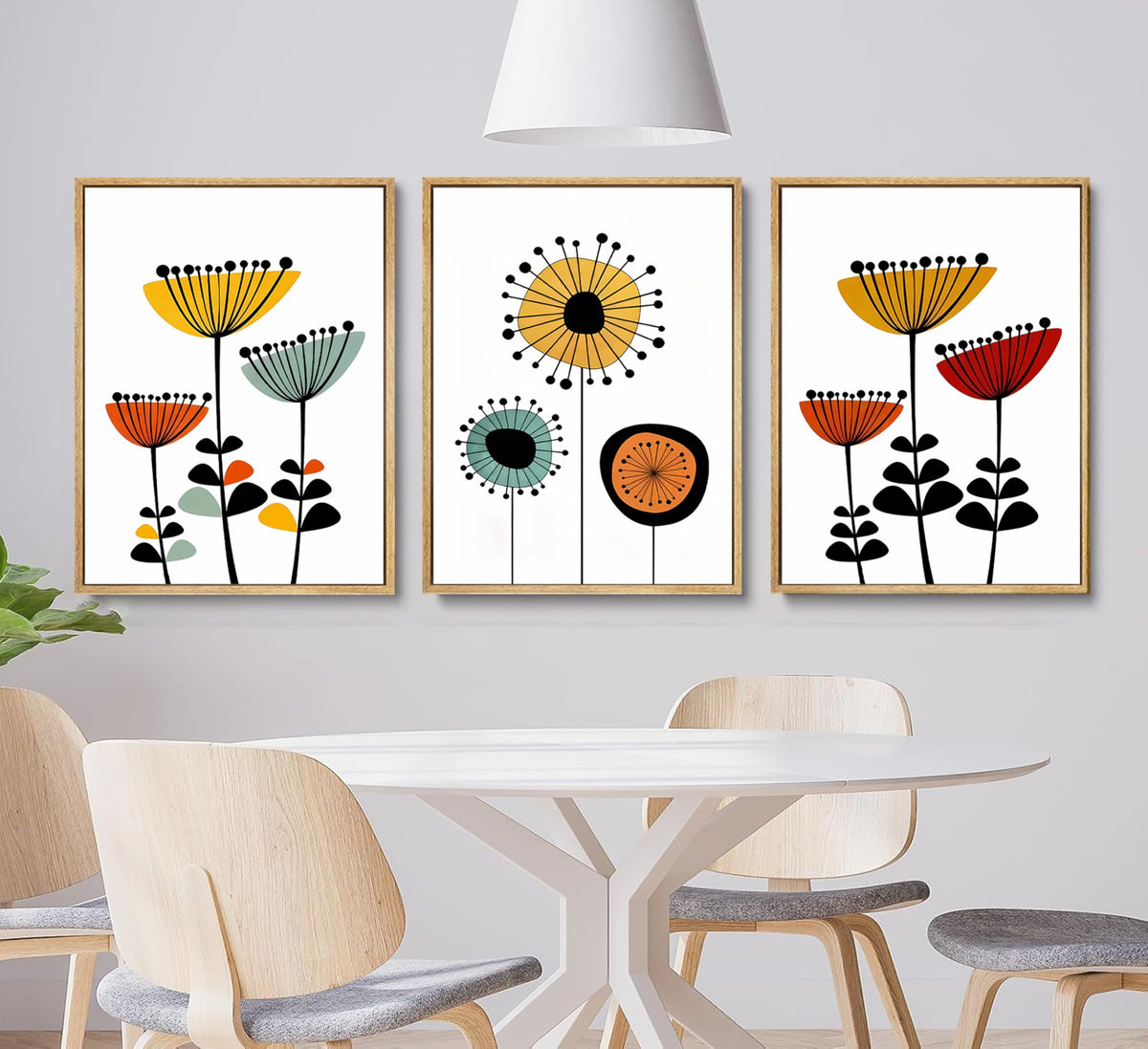 YCXDMJ 3pcs Abstract Boho Floral Wall Art Vibrant Canvas Posters and Prints Modern Flower Paintings Pictures Artistic Wall Decor for Bedroom Living Room Office and Dorm Decoration Unframed