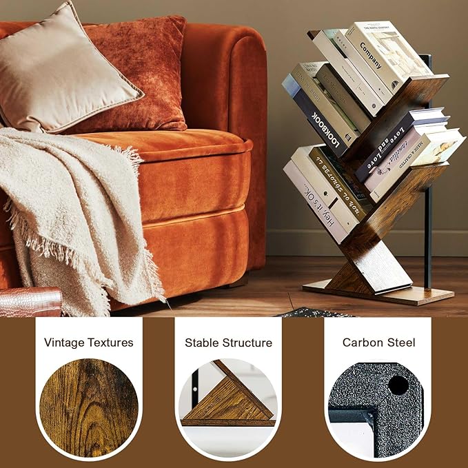 5 Tier Tree Bookshelf Floating Book Shelves