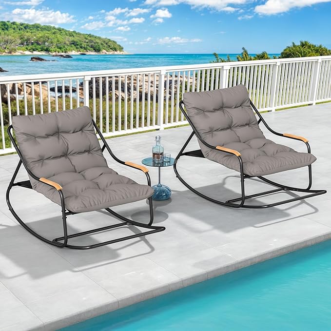 DWVO Outdoor Rocking Chair, Over-Sized Patio Rocking Chair