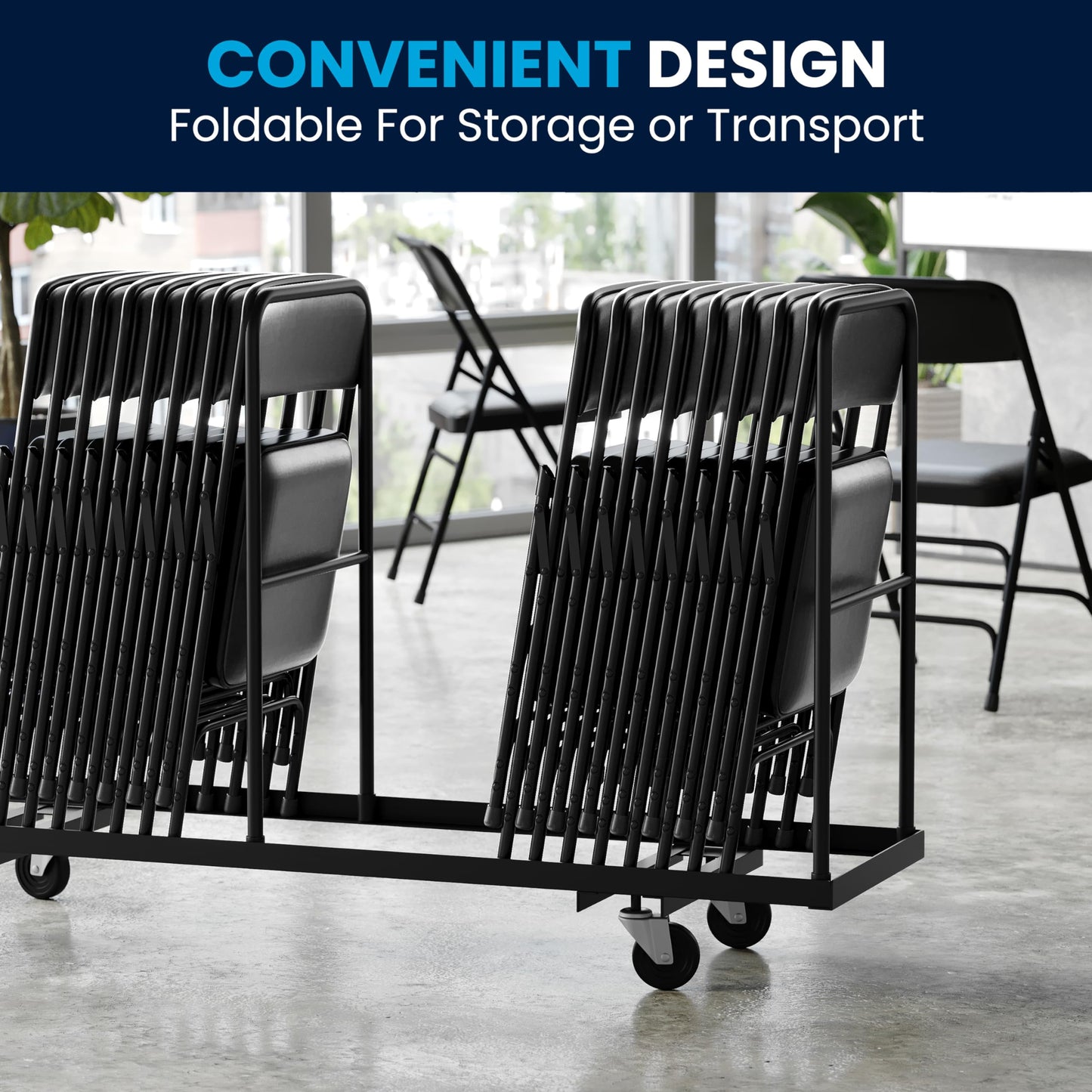 Flash Furniture Hercules Series Metal Folding Chairs for Parties and Weddings, Commercial Event Chairs with Padded Seats, 300-lb. Static Weight Capacity, Set of 4, Black