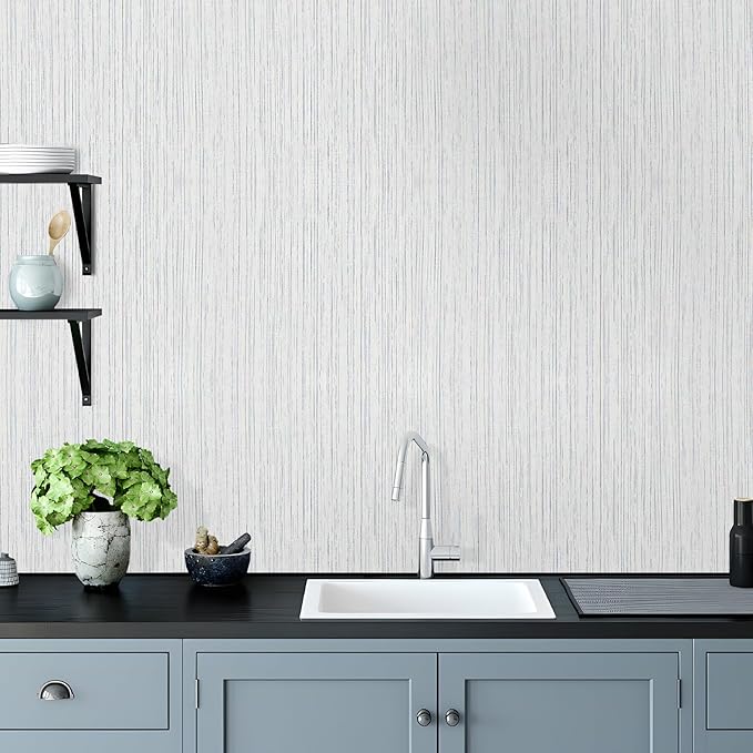 Beige Grey Grasscloth Wallpaper Peel and Stick 15.74" X 472.44" Removable