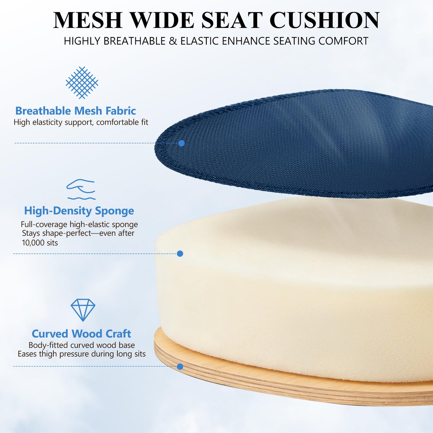 FelixKing Office Chair, Ergonomic Desk Chair Breathable Mesh Chairs Adjustable High Back Lumbar Support Flip-up Armrests, Executive Rolling Swivel Comfy Computer Chairs Home Office Navy