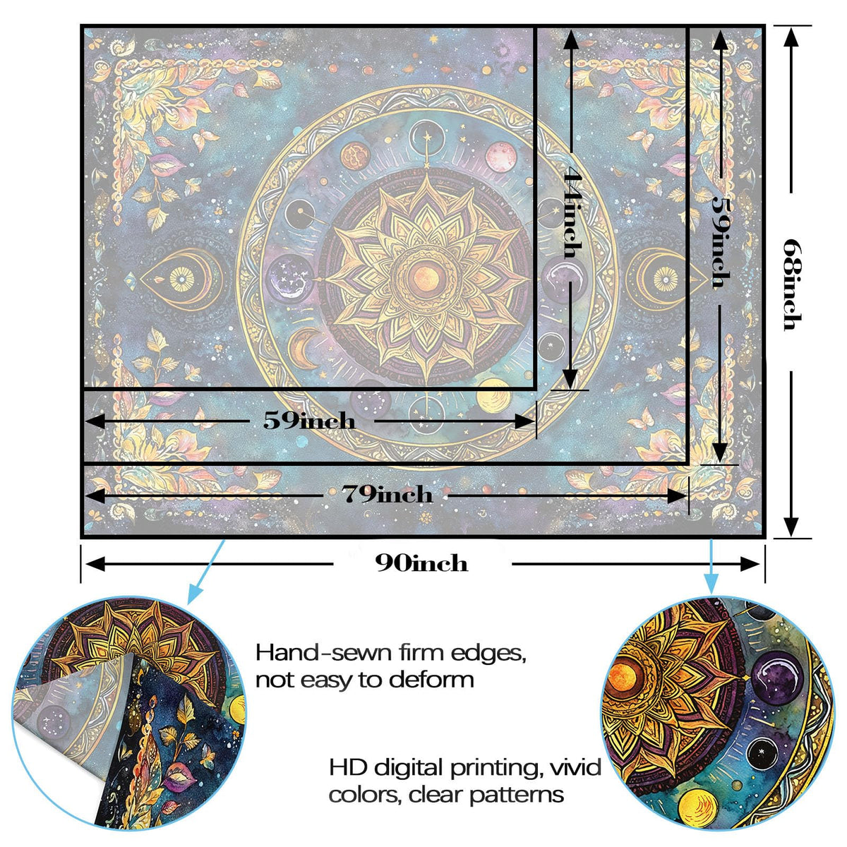 Lunerfex Mandala Solar System Tapestry Boho Tapestry for Bedroom Galaxy Tapestries Wall Hanging Living Room Wall Art and Home Decor 70x90