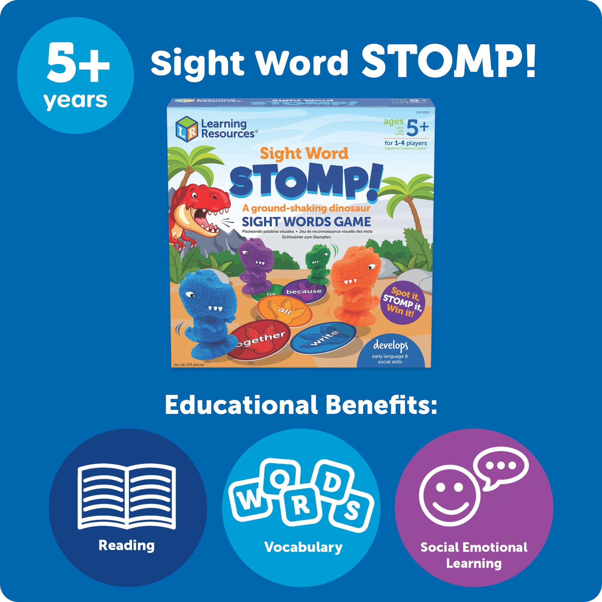 Learning Resources Sight Word Stomp! - Alphabet Toys, Phonics Flash Cards, Classroom Board Games, ABC Homeschool, Reading Manipulatives, Gifts for Boys and Girls, Visual Vocabulary